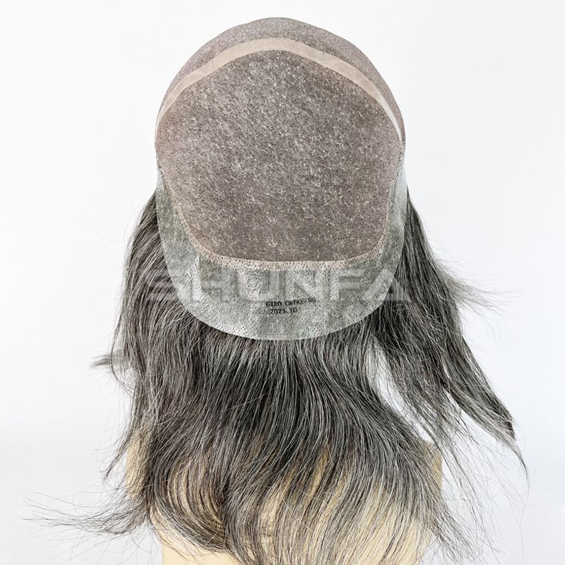 Wholesale Cheap human hair topper for men to mask white hair and increase volume lace front toupee